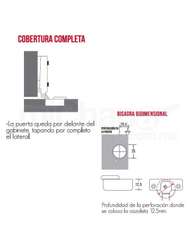 JUEGO BISAGRA BIDIMENSIONAL RECTA 3766 HANDYHOME (2 Piezas)