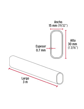 TUBO OVAL ALUMINIO 3 MTS HERMEX 48977