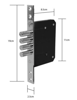 CERRADURA DEXTER 4 BULONES TETRA CROMO 6372