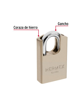 CANDADO HERMEX CORAZA 50MM PUNTOS 43334