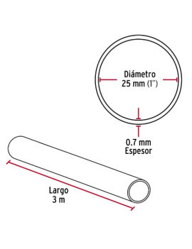 TUBO REDONDO CROMO ACERO 1" X 3MTS