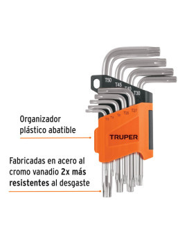 JUEGO DE 9 LLAVES TORX TRUPER 15554