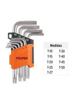 JUEGO DE 9 LLAVES TORX TRUPER 15554