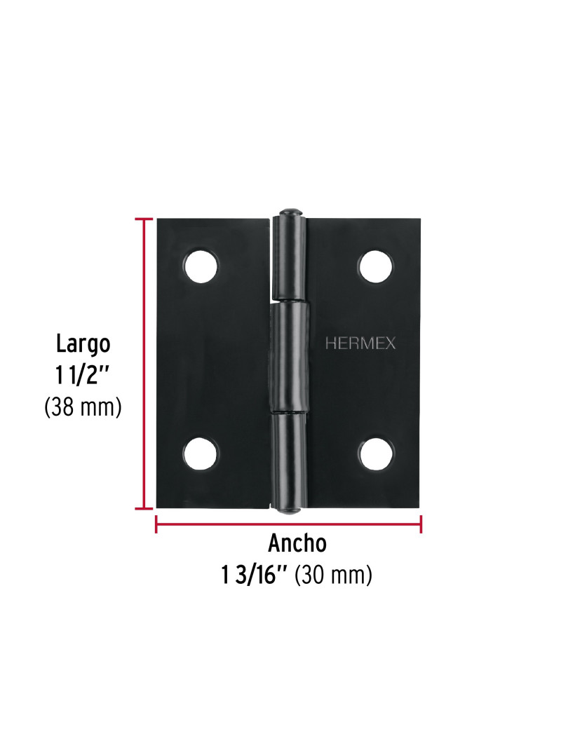 BISAGRA RECTANGULAR 1 1/2" NEGRA HERMEX BR-156 45633