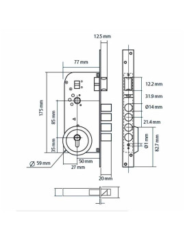 CERRADURA VARESE PLACA LLAVE LLAVE T60 MX85232